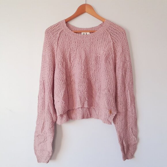 tentree Mauve 100% Cotton Knit Cropped Sweater L - Picture 1 of 6